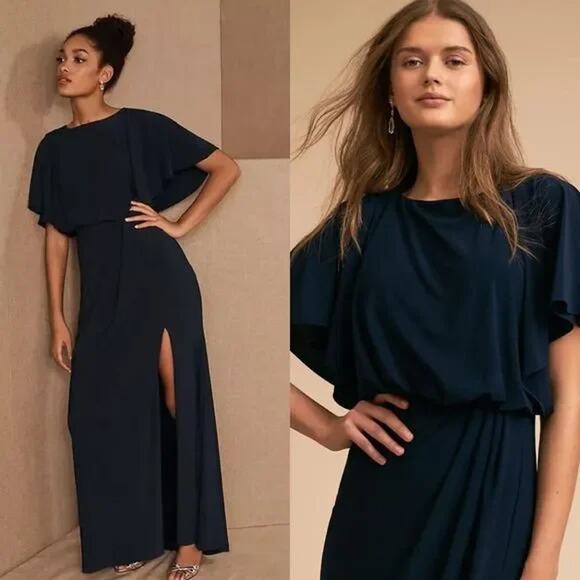 BHLDN Anthropologie Lena Dress Navy Draped Blouson Bridesmaid Plus SZ 18 - Picture 4 of 7